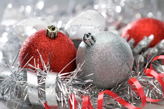 christmas balls with shallow focus close up shoot