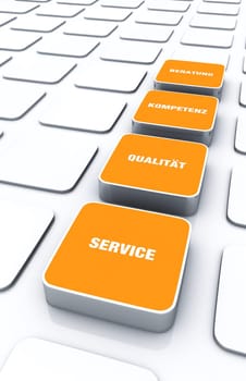 Quader Konzept Orange - Consulting Competence Quality Service 2