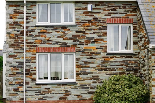 detail of stone  wall  house in Tintagel in Cornwall
