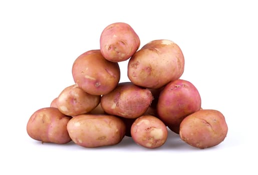 Fresh potatoes isolated on white background.