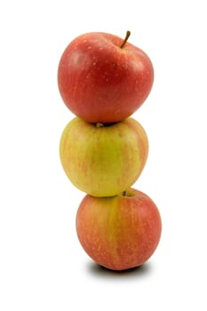 stack of three apples,isolated on white background