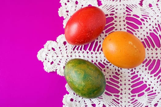 colorful easter eggs on decorative napkin