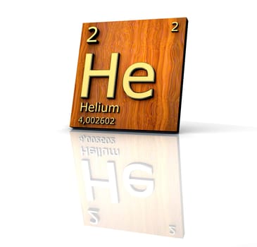 Helium form Periodic Table of Elements - wood board