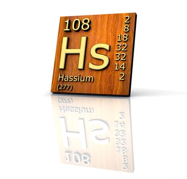 Hassium Periodic Table of Elements - wood board - 3d made