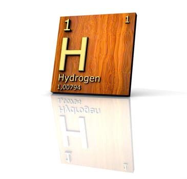 Hydrogen form Periodic Table of Elements - wood board