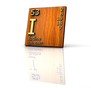 Iodine form Periodic Table of Elements - wood board - 3d made