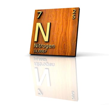 Nitrogen form Periodic Table of Elements - wood board