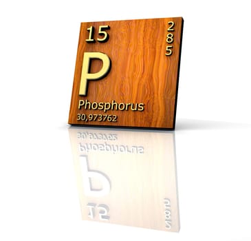 Phosphorus form Periodic Table of Elements - wood board
