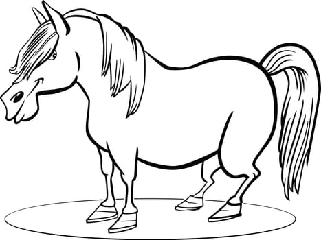 coloring page illustration of funny farm pony horse
