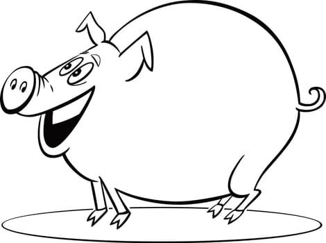 coloring page illustration of funny farm pig
