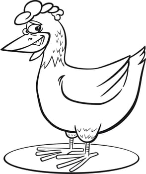 coloring page illustration of funny farm hen