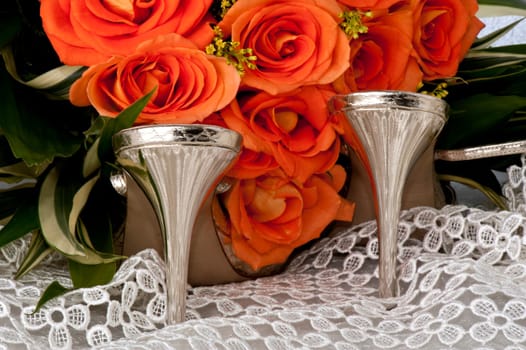Women&#039 s Sandals, roses and hearts of crystal
