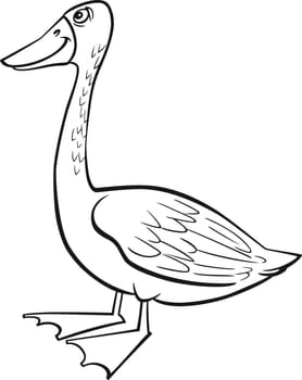 coloring page illustration of funny farm goose