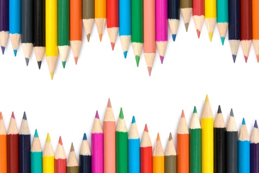 pencils with different color over white background