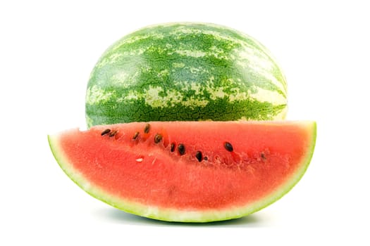 freshly cut watermelon over a white background