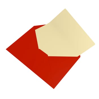 Red envelope with a blank letter,3d image