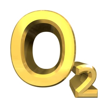 3d made chemistry formulas in gold of Oxygen