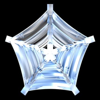 3d illustration with spider web isolated in glass