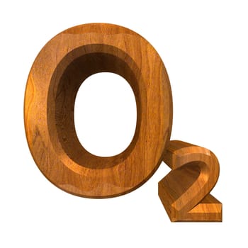 3d made chemistry formulas in wood of Oxygen