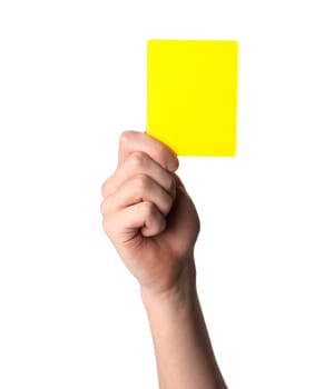 Hand holding up the Yellow warning card