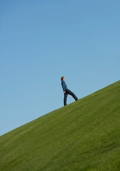 Side view of a walking man