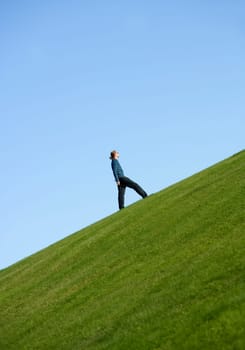 Side view of a walking man