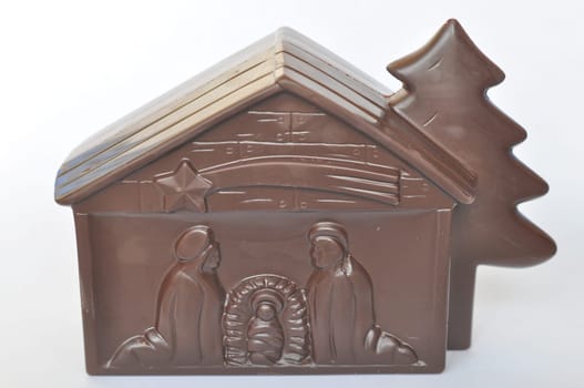 Nativity scene presepe made of chocolate