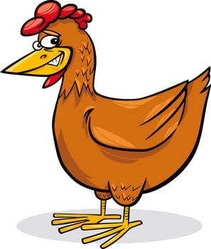 cartoon humorous illustration of funny farm chicken