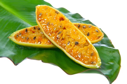 the passion fruit or taxo on white background