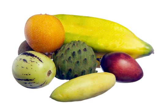 some tropical fruits on a white background