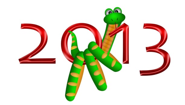 2013 Lunar Chinese New Year of the Snake Illustration Isolated on White Background