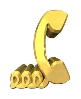 phone symbol in gold - 3D made in gold