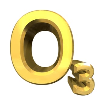 3d made - chemistry formulas in gold of ozone