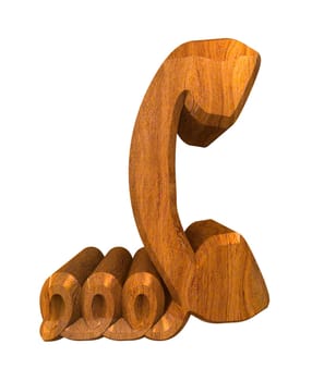 phone symbol in wood - 3D made