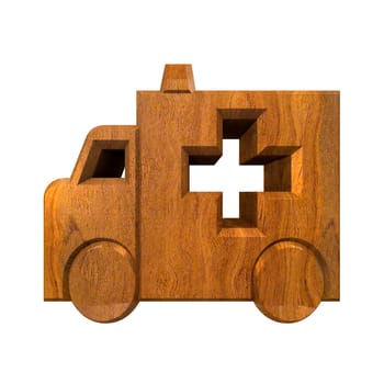 ambulance symbol in wood - 3d made