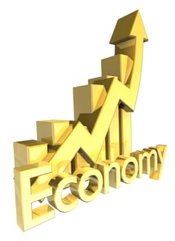 3d made Economy - Statistics graphic in gold