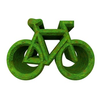 bike symbol in grass (3d made)