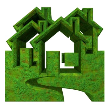 House Icon in grass - 3d made