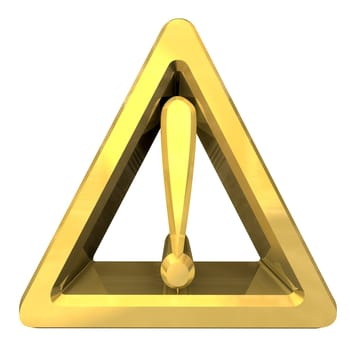 Hazard warning attention sign with exclamation mark symbol on a white background