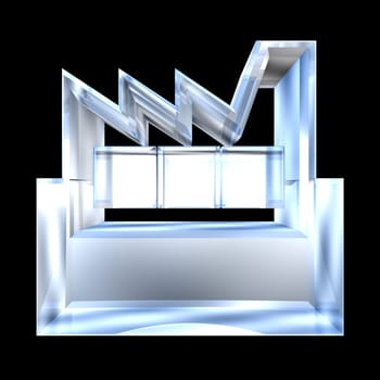Manufacturer Building Icon on a White Background in glass - 3d made