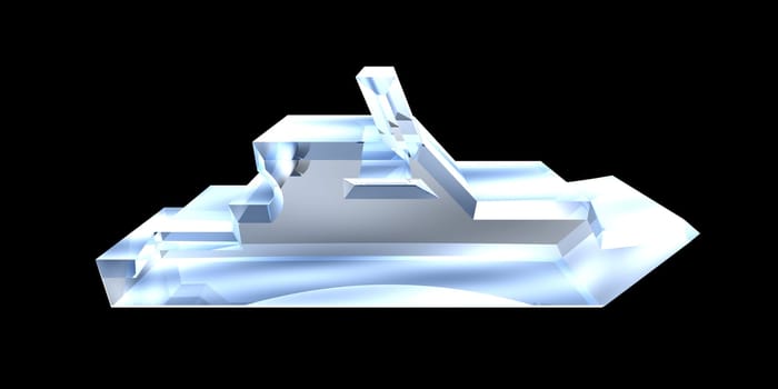 yacht Icon on a White Background - 3d glass