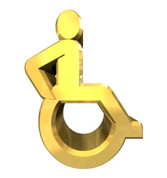 Universal wheelchair symbol in gold (3d made)