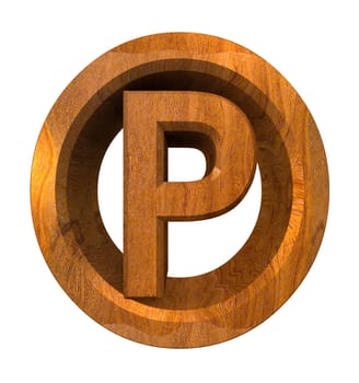 parking symbol in wood (3d made)
