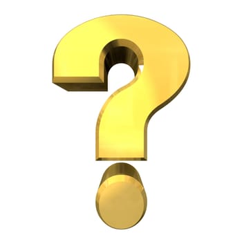 question mark, help symbol in gold (3d made)