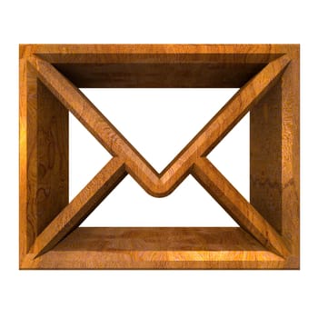 envelope email symbol in wood (3d made)