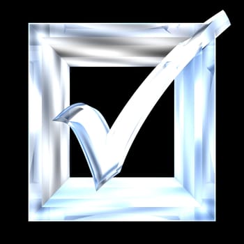 ok tick in glass isolated - 3D made