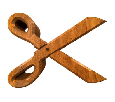 Scissor in wood - 3d made