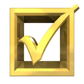 ok tick in gold isolated - 3D made