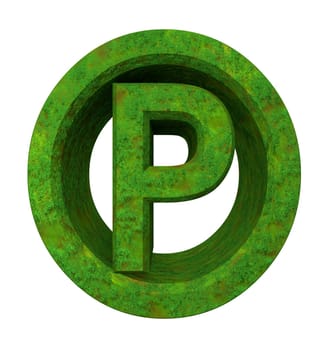 parking symbol in grass (3d)