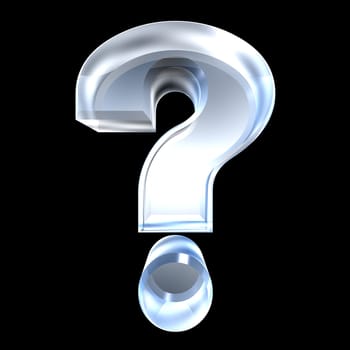 question mark, help symbol in transparent glass (3d made)